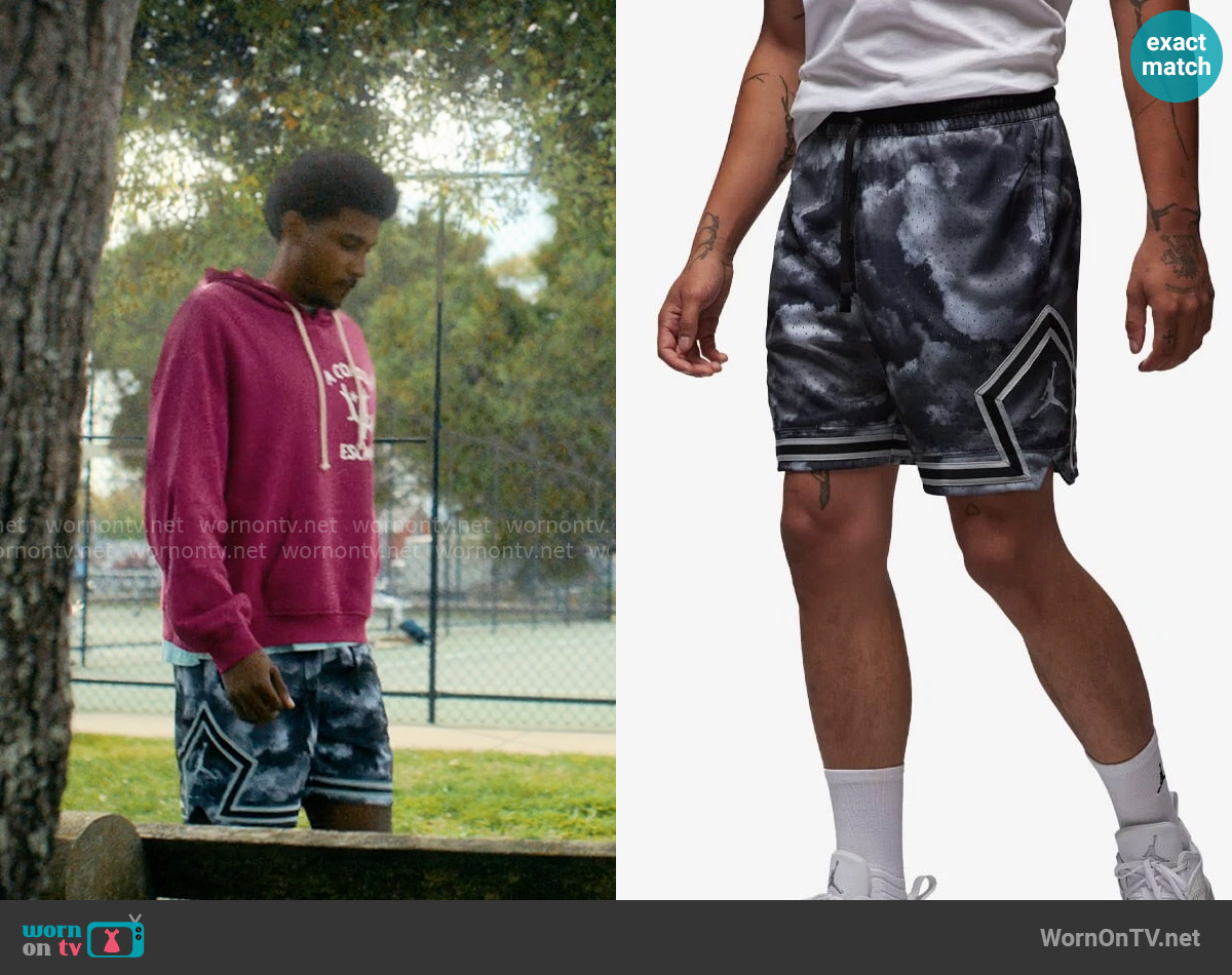Nike Jordan Dri-FIT Sport AOP Diamond Shorts worn by Justin Edwards (Michael Cooper Jr.) on Forever