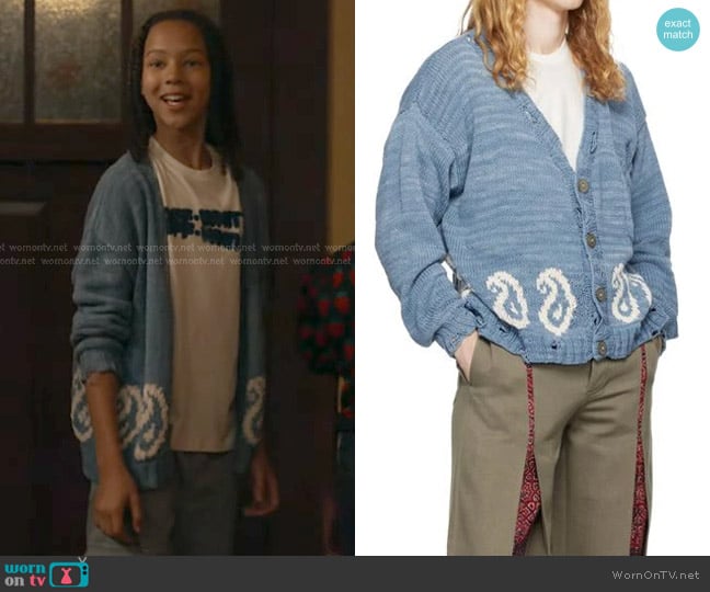 Kartik Research Intarsia-Knit Cotton Cardigan worn by Denny Wilson (Declan Pratt) on 9-1-1