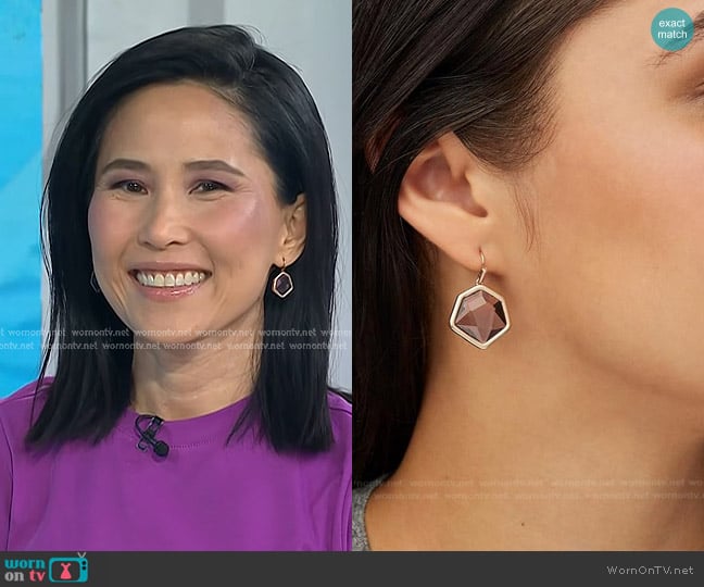 Kendra Scott Vanessa Rose Gold Small Drop Earrings worn by Vicky Nguyen on Today