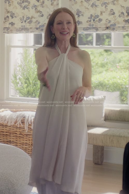 Kiki's white twist neck dress on Sirens