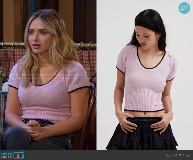 Kimchi Blue Paris Puff Sleeve Sweater worn by Holly Jonas (Ashley Puzemis) on Days of our Lives