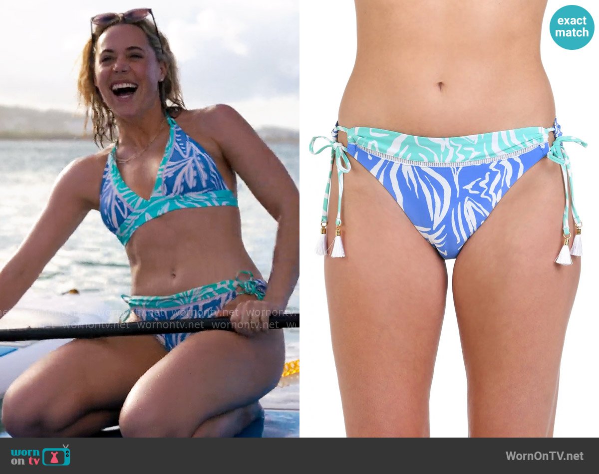 La Blanca Beachside Bay Adjustable Loop Bikini Bottoms in Chambray worn by Ginny (Erika Henningsen) on The Four Seasons