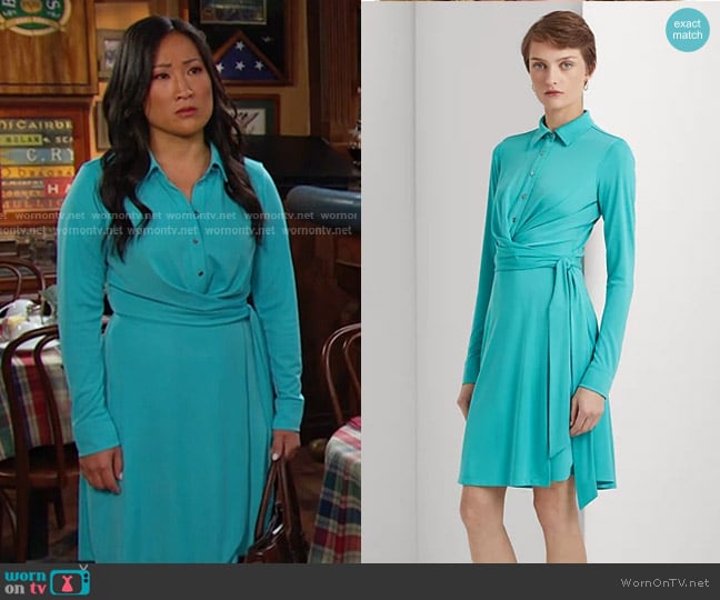 Lauren Ralph Lauren Stretch Jersey Shirtdress worn by Melinda Trask (Tina Huang) on Days of our Lives