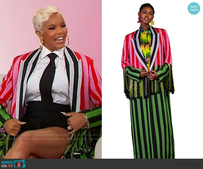 Lisa Folawiyo Akwete Fringe Coat worn by LeToya Luckett on Sherri