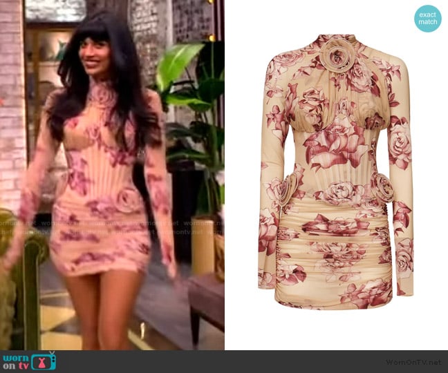 Magda Butrym Sheer Long Sleeve Bustier Midi Dress worn by Jameela Jamil on The View