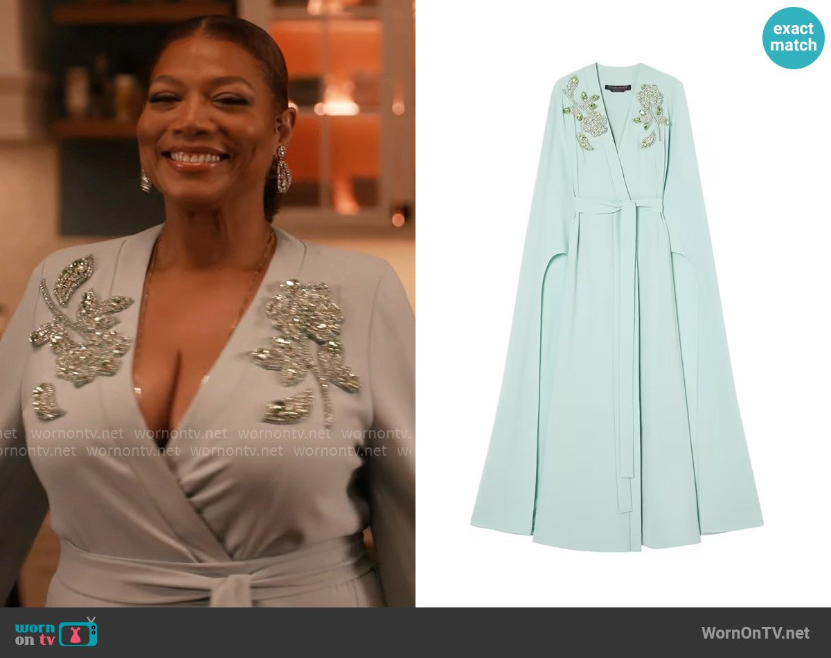 Marina Rinaldi x Zuhair Murad Embellished Wrap Dress worn by Robyn McCall (Queen Latifah) on The Equalizer