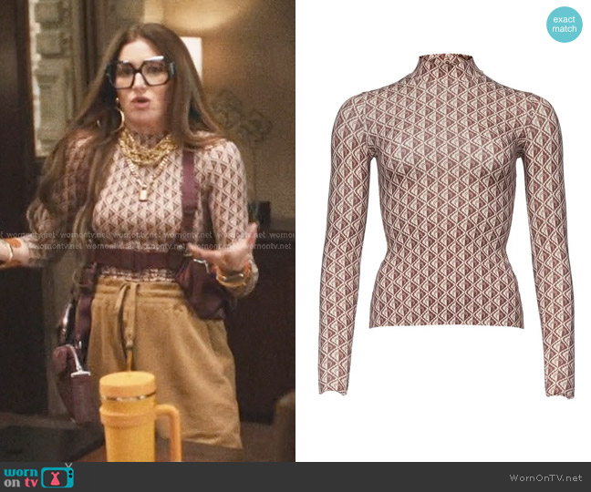 Marine Serre Moon Diamant Top worn by Maya Mason (Kathryn Hahn) on The Studio