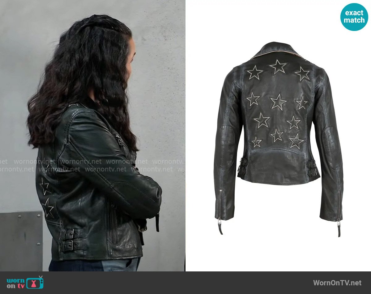 Mauritius Christy Rf Star Detail Leather Jacket worn by Lois Cerullo (Rena Sofer) on General Hospital