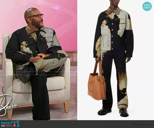 McQueen Graphic-Print Denim Jacket worn by Tyler Perry on Sherri