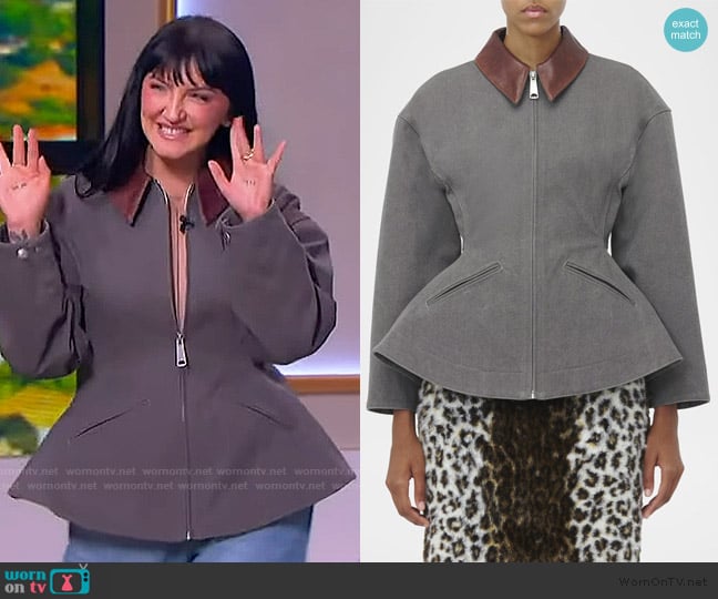 Julia Michaels’s gray peplum jacket on The Jennifer Hudson Show