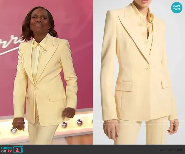 Michael Kors Collection Georgina One-Button Wool Blazer in Parchment worn by Deborah Roberts on Sherri