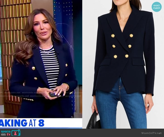 Veronica Beard Miller Dickey Jacket in Navy with Gold Buttons worn by Leslie Lopez on Good Morning America