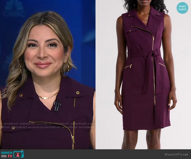 Calvin Klein Moto Tank Dress in Purple worn by Silvana Henao on NBC News Daily
