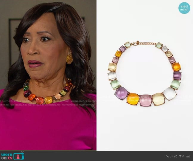 Zara Multi-Colored Resin Necklace worn by Paulina Price (Jackée Harry) on Days of our Lives