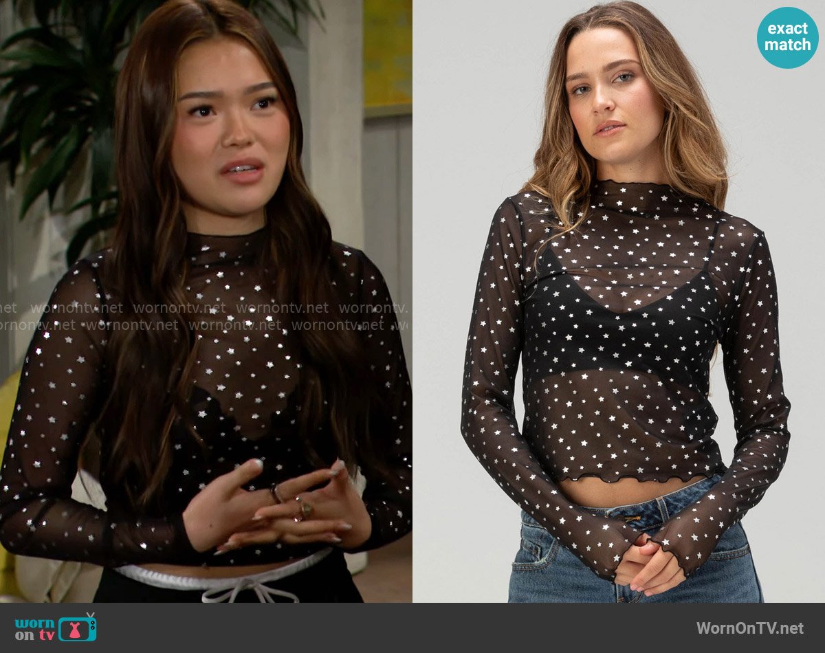 Noisy May Star Womens Mesh Top worn by Luna (Lisa Yamada) on The Bold and the Beautiful