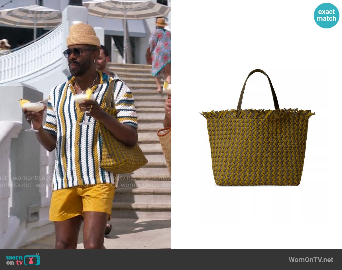 Naghedi Havana Large Basketweave Tote Bag worn by Danny (Colman Domingo) on The Four Seasons