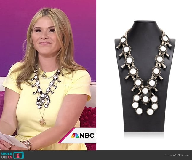 Navajo Mother Of Pearl Squash Blossom Necklace worn by Jenna Bush Hager on Today