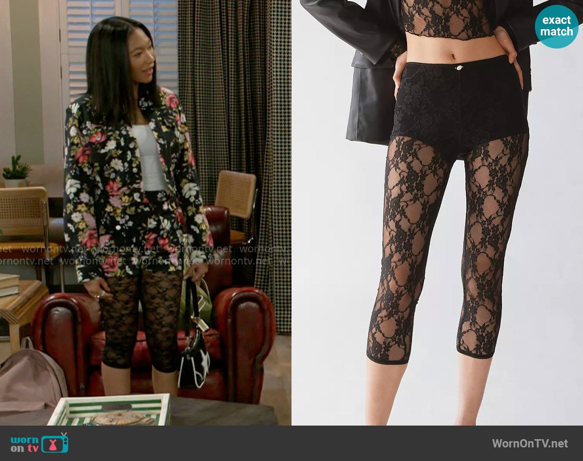 Out From Under at Urban Outfitters Ivy Lace Capri Set worn by Jessica (Camryn Jade) on Beyond the Gates