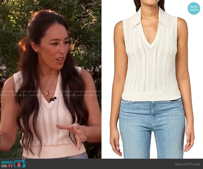 Joanna Gaines’ white knit vest on GMA