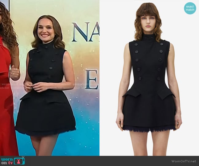 Alexander McQueen Pannier Mini Dress in Black worn by Natalie Portman on Today