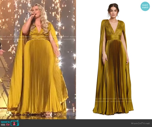Breanna Nix’s yellow pleated gown on American Idol