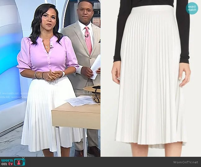 Proenza Schouler White Label Pleated Vegan Leather Midi Skirt worn by Laura Jarrett on Today