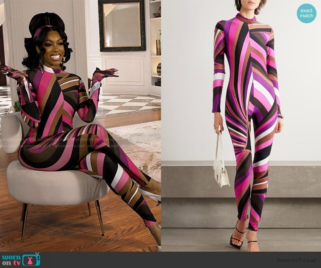 Pucci Printed lycra jumpsuit worn by Porsha Williams on The Real Housewives of Atlanta