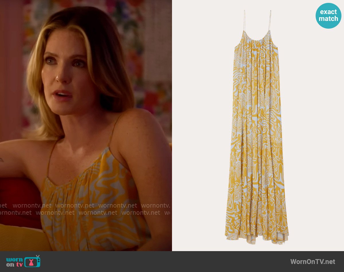 Rodebjer Solin Cosmic Chiffon Maxi Dress worn by Devon DeWitt (Meghann Fahy) on Sirens