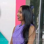 Dr. Roshini Rajapaksa’s lilac cross neck top on Today