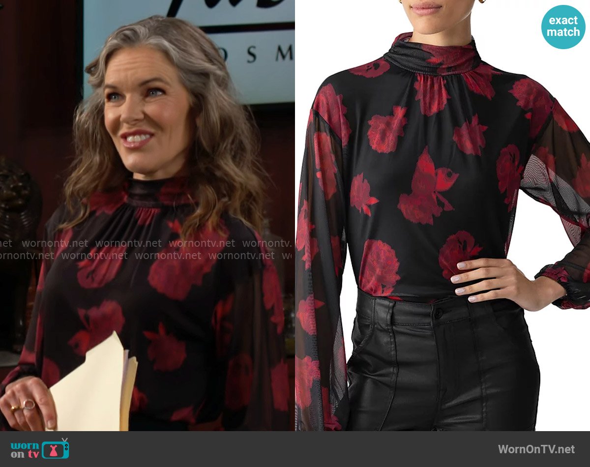 Sanctuary Floral Print Mesh Top worn by Diane Jenkins (Susan Walters) on The Young and the Restless