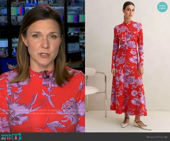 Me + Em Scribbled Floral Print Fit And Flare Maxi Dress worn by Maggie Rulli on Good Morning America