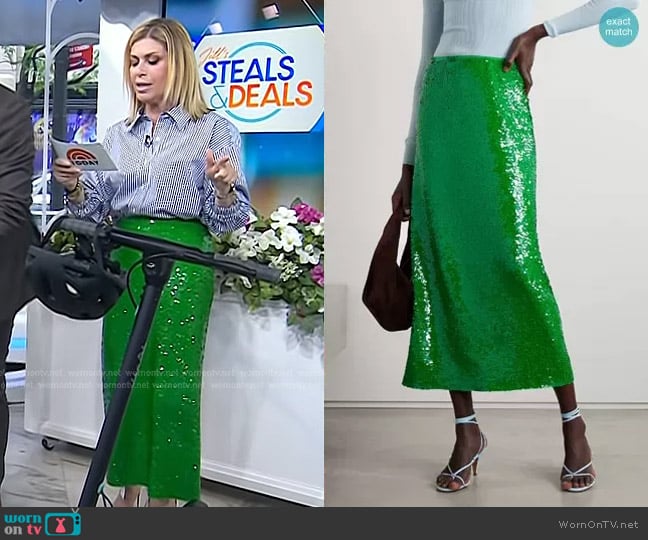Tory Burch Sequined Stretch-Mesh Maxi Skirt worn by Jill Martin on Today