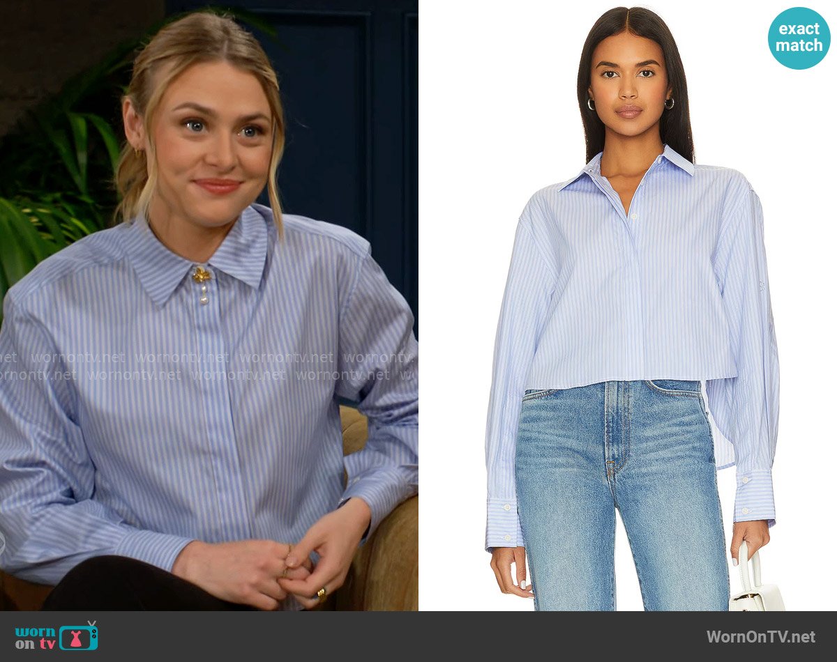 Simkhai Renata Cropped Button Down Shirt worn by Claire Grace (Hayley Erin) on The Young and the Restless