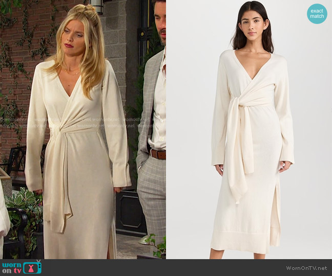 Simkhai Skyla Wrap Dress in Ivory worn by Catherina Greene (AnnaLynne McCord) on Days of our Lives
