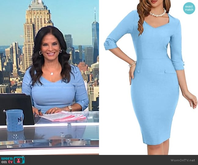 MUXXN at Amazon Sweetheart Neck Pencil Dress in Airy Blue worn by Darlene Rodriguez on Today