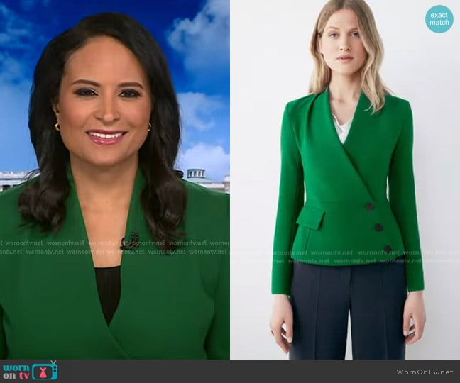 The Fold Harrington Jacket in Sculpt Stretch Crepe worn by Kristen Welker on Today