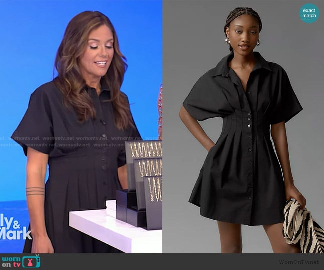 Exquise The Tobie Button-Front Pleated Shirt Dress worn by Monica Mangin on Live with Kelly and Mark