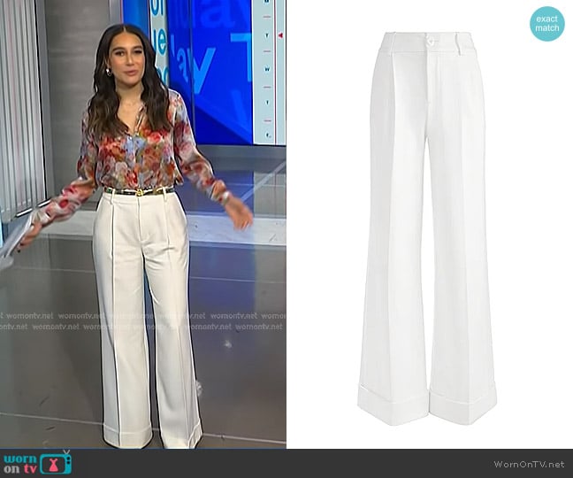 Alice + Olivia Tomasa Pants in Off White worn by Morgan Radford on NBC News Daily