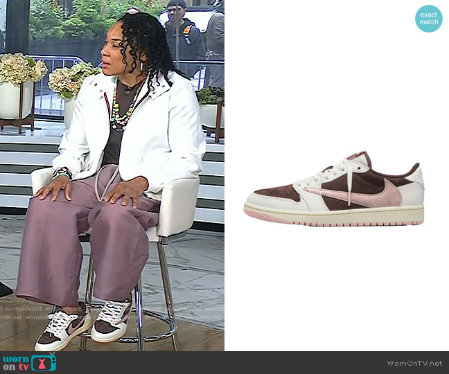 Travis Scott x Air Jordan 1 Low OG Sneakers worn by Dawn Staley on Today