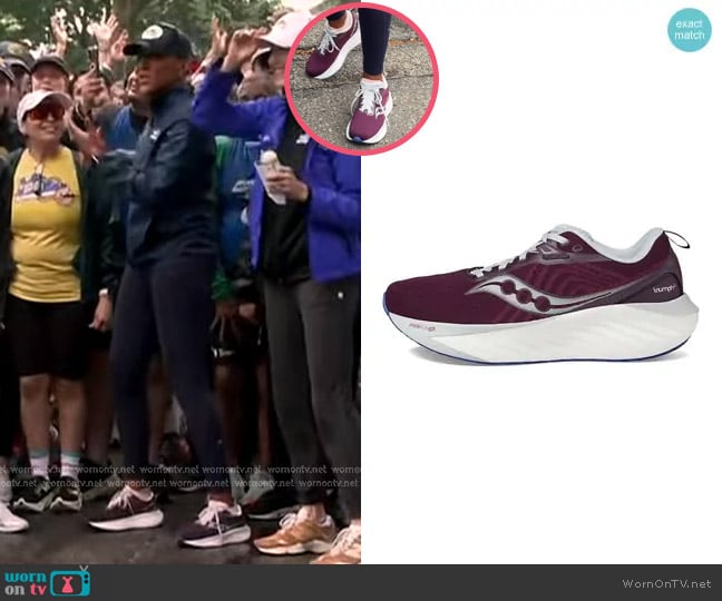 Saucony Triumph 22 Sneakers in Plum/Royal worn by Robin Roberts on Good Morning America