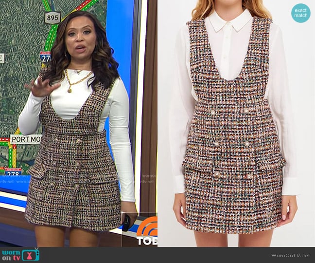English Factory Tweed Pinafore Dress worn by Adelle Caballero on Today