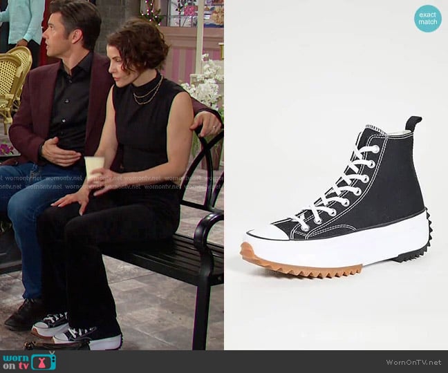 Converse Unisex Run Star Hike Canvas Platform in Black/White/Gum worn by Sarah Horton (Linsey Godfrey) on Days of our Lives