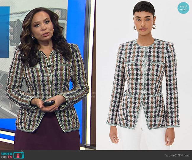 Veronica Beard Alessia Jacket in Light Forest Multi worn by Adelle Caballero on Today