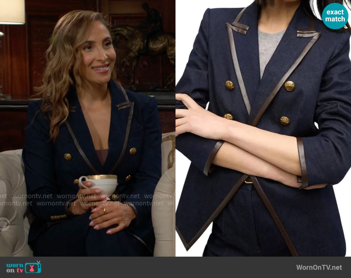 Veronica Beard Miller Denim Dickey Jacket in Midnight worn by Lily Winters (Christel Khalil) on The Young and the Restless