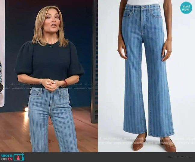 Veronica Beard Crosbie High Waist Wide Leg Jeans worn by Kit Hoover on Access Hollywood