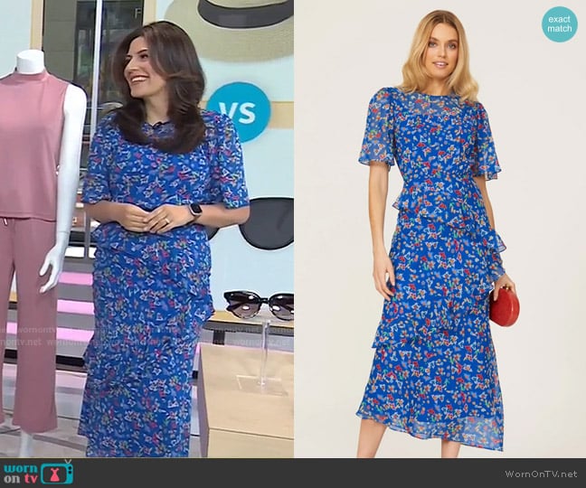 Saloni Vida Dress in Cobalt Patchouli worn by Adrianna Barrionuevo Brach on Today