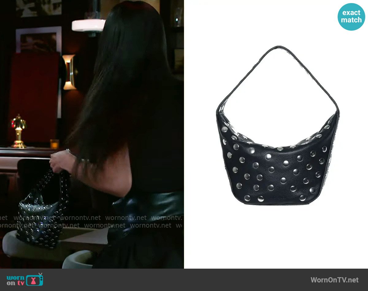 Walter Baker Hendrix Stud Leather Shoulder Bag worn by Chelsea Hamilton (RhonniRose Mantilla) on Beyond the Gates