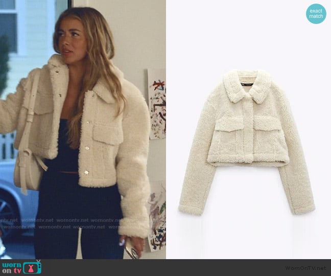 Zara Sherpa Jacket worn by Jenn Affleck on The Secret Lives of Mormon Wives