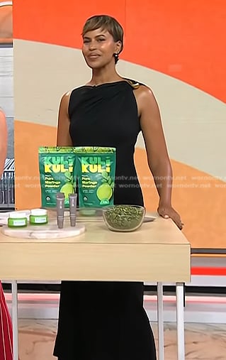 Sabrina Elba’s black gathered dress on Today