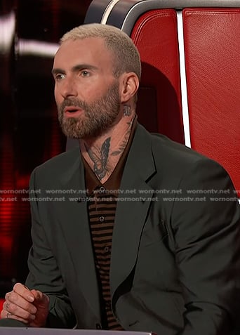 Adam Levine’s brown striped polo on The Voice